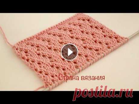 Узоры спицами. Ажурный узор. Knitting patterns. Lace pattern. Красивый нежный ажурный узор для вязания летних кофточек, маек, детских вещей. Раппорт узора 4 петли и 8 рядов. Для образца набираем количество петель...