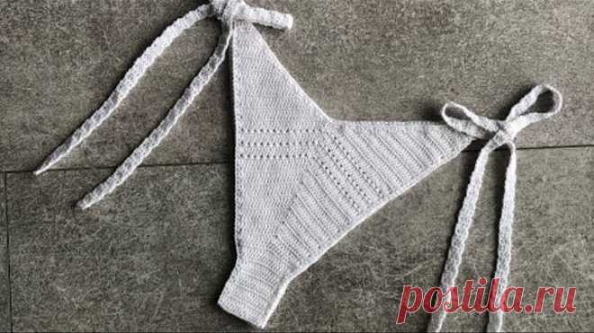 Мастер класс по вязанию угловых трусиков. Вязаный купальник. Bikini crochet.