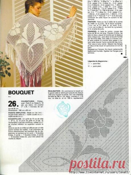 Шаль с красивым филейным узором. Крючком. Схема. / Обсуждение на LiveInternet - Российский Сервис Онлайн-Дневников