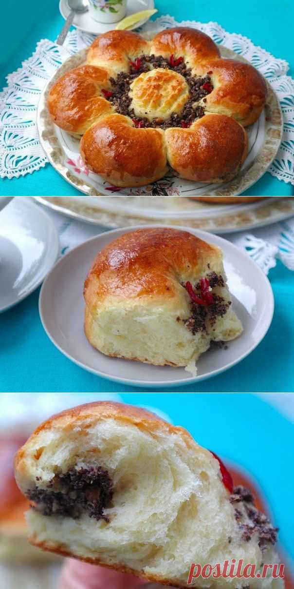 Пирог-цветок с маковой начинкой