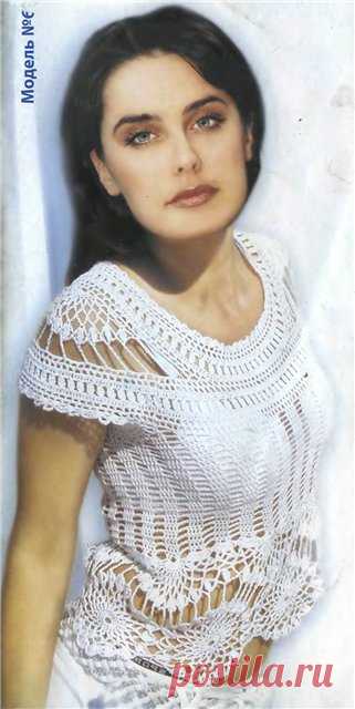 Белая блуза крючком круговое вязание. Платья, туники, сарафаны для женщин крючком | Домоводство для всей семьи.