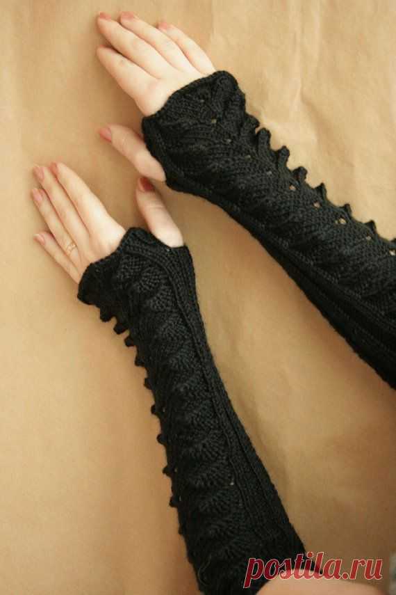 Black long Fingerless Gloves