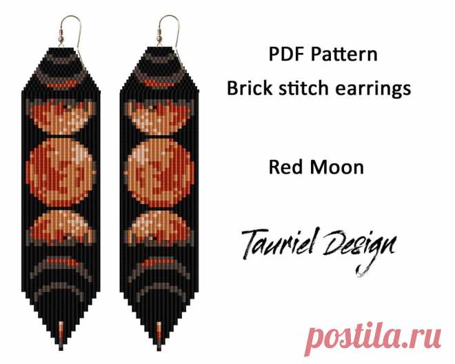 Brick stitch earrings pattern PDF file earrings pattern DIY | Etsy Украина