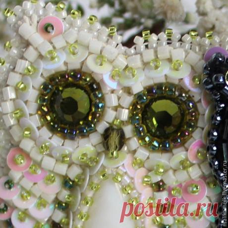 Купить брошь брошечка &quot;Полярная совушка&quot; - белый, брошь, брошка ручной работы, сова, совушка