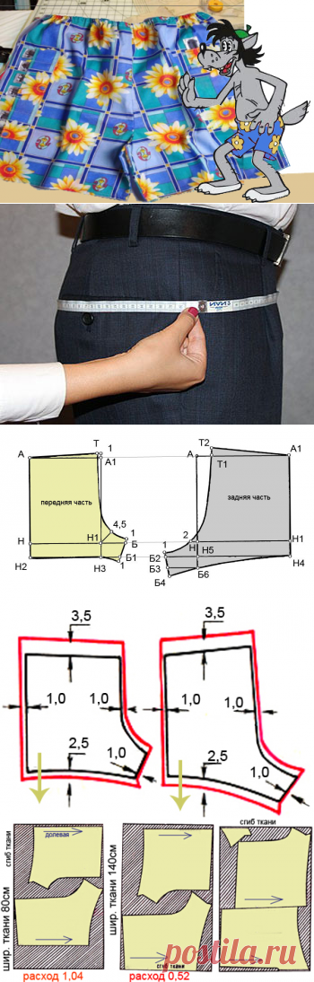 Выкройка мужских трусов | Как сшить мужские семейные трусы