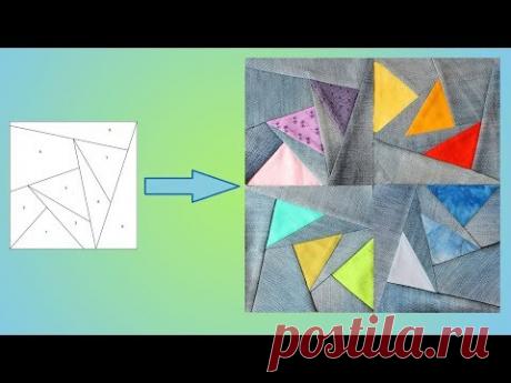 Пэчворк - шитье по бумаге, блок "Круг гусей" (шаблон+эскизы)