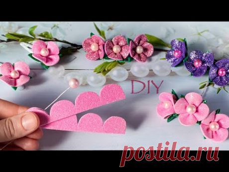 Цветы из глиттерного фоамирана за 5 минут Заколка Клик Клак DIY Glitter Foam Flower