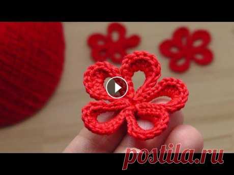 Маленький ЦВЕТОК крючком - вязания для начинающих - Lesson crochet flowers Вязание крючком маленького цветка. Как связать простой цветочек крючком. Подробный мастер класс по вязанию цветка....