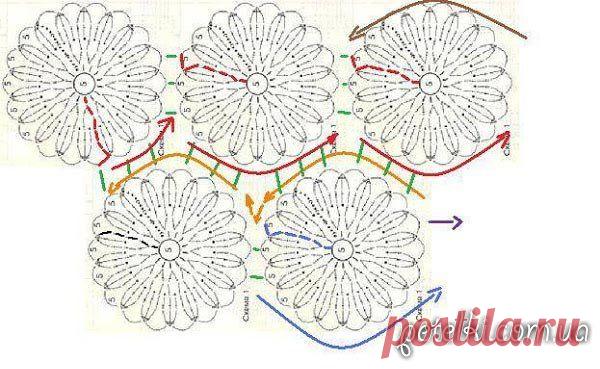 Белая туника для пляжа из мотивов крючком. Схемы