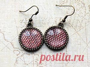 Серьги «Винтажный горошек» со стеклянными кабошонами