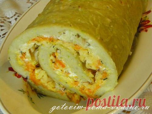 Кабачковый рулет с начинкой..