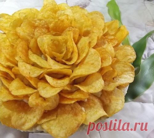 Роза из чипсов (с мясом и грибами).