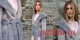 Кардиган с поясом Fade Женский кардиган с поясом и роскошным объемным воротником, вязанный спицами из толстой пряжи, с описанием для размеров XS, S, M, L, XL, XXL.