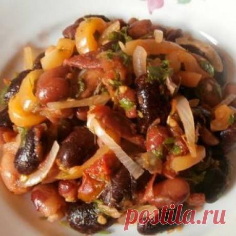 Теплый фасолевый салат - рецепт с рачетом калорийности и БЖУ