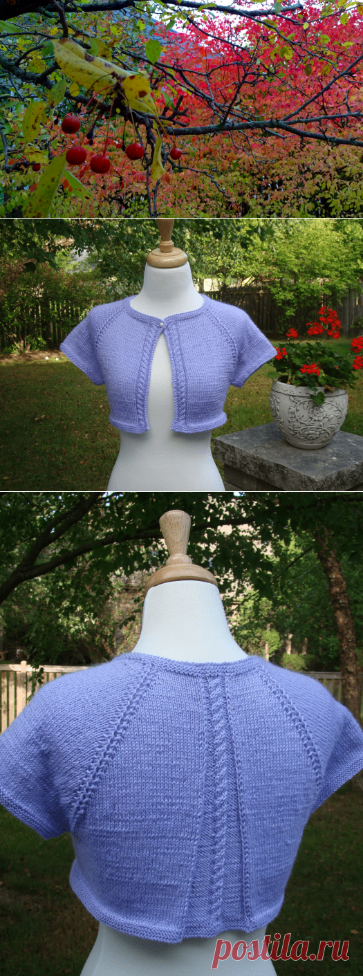 Top down knitted raglan cardigan