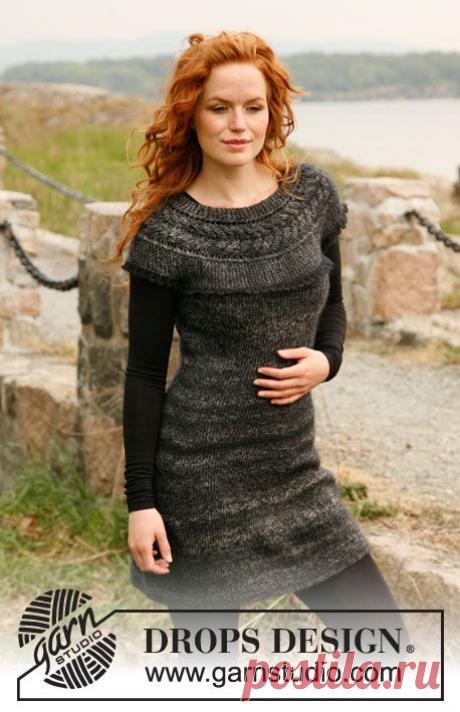 Knitted DROPS dress with yoke worked across with cables, short rows and crochet border in ”Delight” and ”Kid-Silk”. Size: S to XXXL ~ DROPS Design