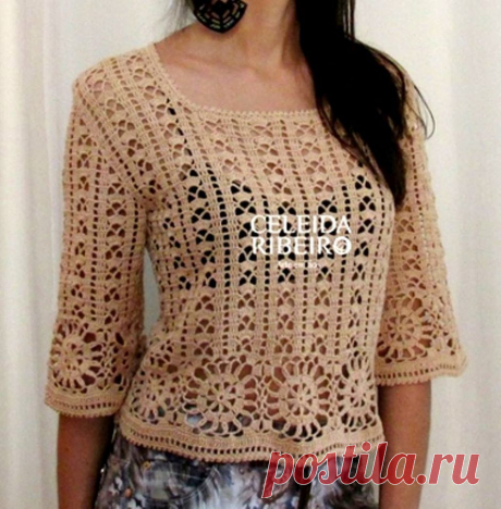 Tina's handicraft : long-sleeve crochet blouse