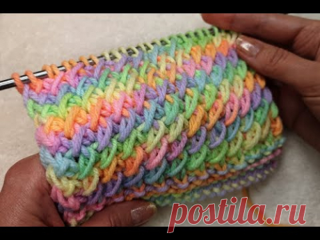 №177 Бесподобный, редкий узор спицами из меланжевой (секционной) пряжи. Для шапки, кардигана, пледа