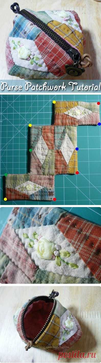 Purse Patchwork. Простой кошелек ~ http://www.handmadiya.com/2015/08/purse-patchwork.html