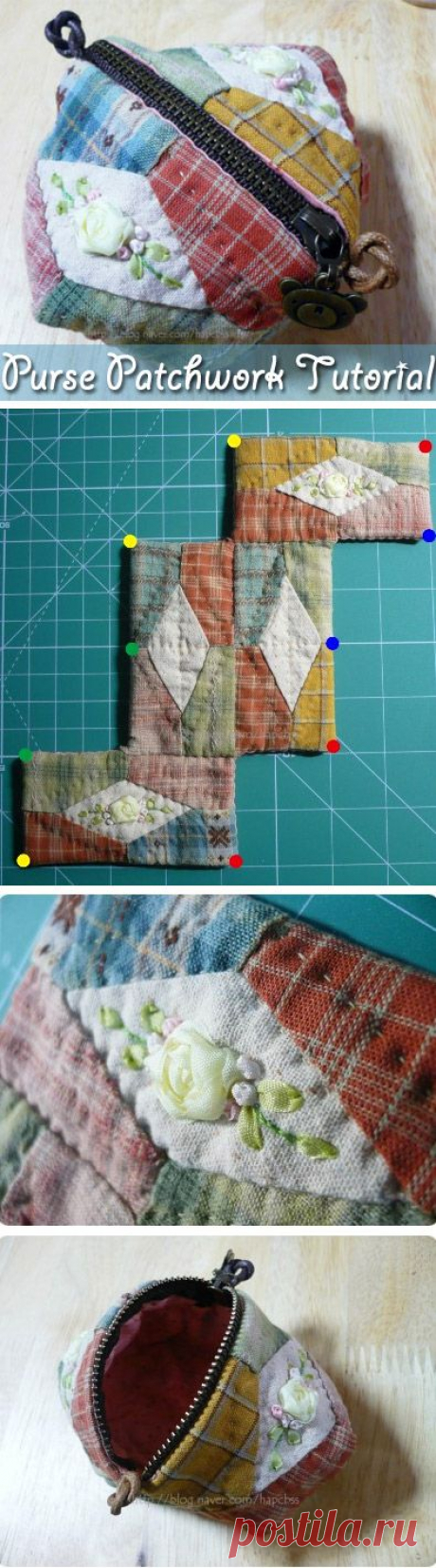 Purse Patchwork. Простой кошелек ~ https://www.handmadiya.com/2015/08/purse-patchwork.html