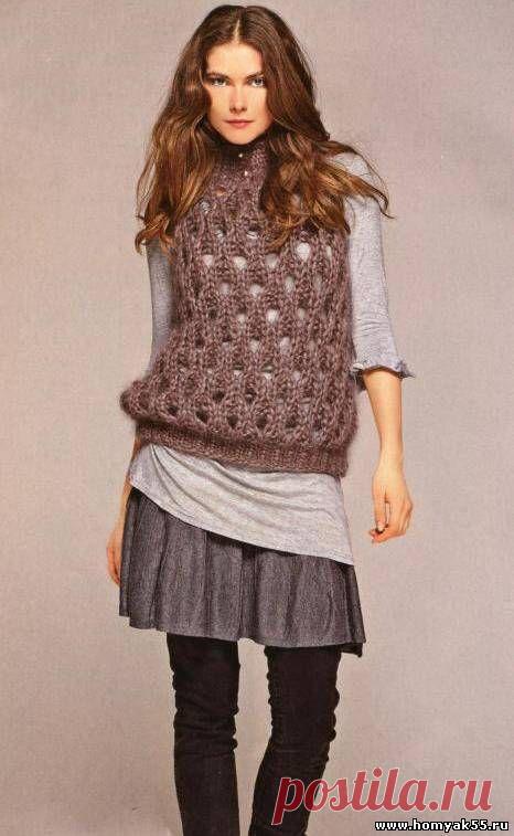 Жилеты, безрукавки для женщин спицами - Схемы и описания вязаных изделий | «Хомяк55.ру» сайт о вязании
