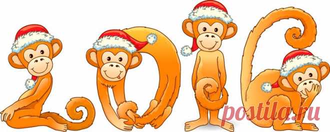 Новогодние Обезьянки на прозрачном фоне!