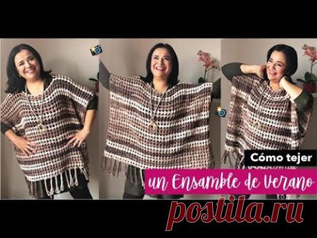 CÓMO TEJER  UN PONCHO DELGADO - FÁCIL Y RÁPIDO - YO TEJO CON LAURA CEPEDA - YouTube