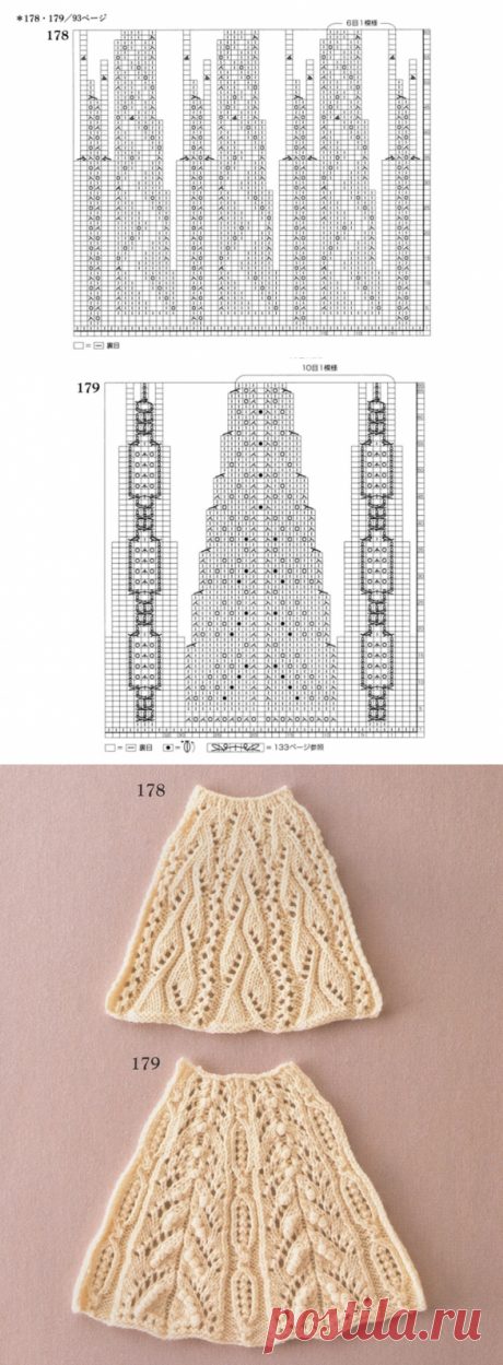 УЗОРЫ С РАСШИРЕНИЕМ ВЯЗАНЫЕ ПО КРУГУ(спицы)