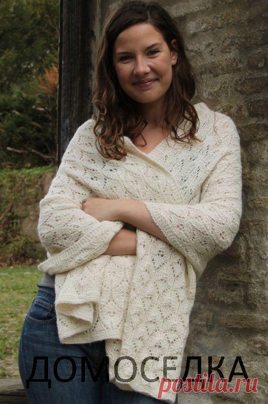 Палантин ажурный спицами | ДОМОСЕДКА