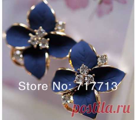 Wholesale Product Snapshot Product name is 2015 новинка 18 К позолоченные цветочный кристалл серьги стержня женщины дамы горный хрусталь серьги Brincos аксессуары оптовая продажа