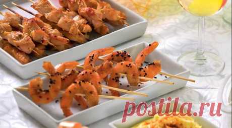 Шашлычки из курицы и креветок, пошаговый рецепт с фото