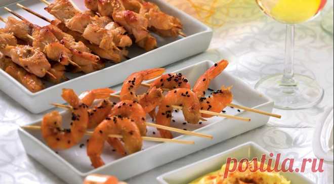 Шашлычки из курицы и креветок, пошаговый рецепт с фото
