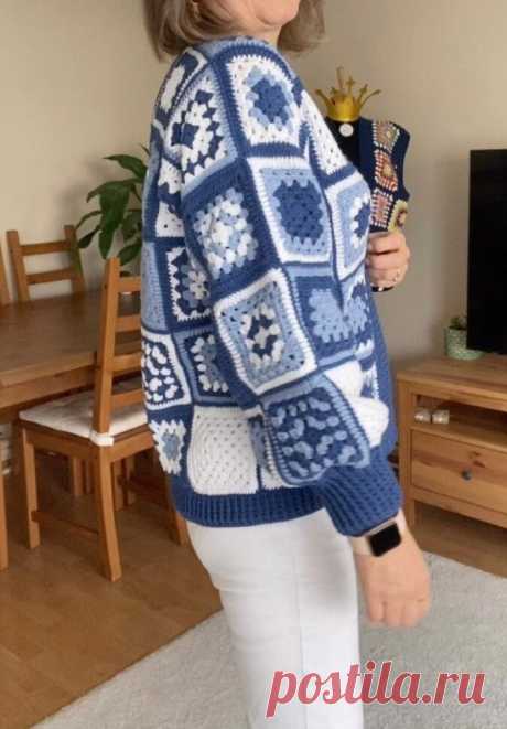 Стильные кардиганы из бабушкиных квадратов. | Вяжем вместе - вяжем стильно. | Дзен