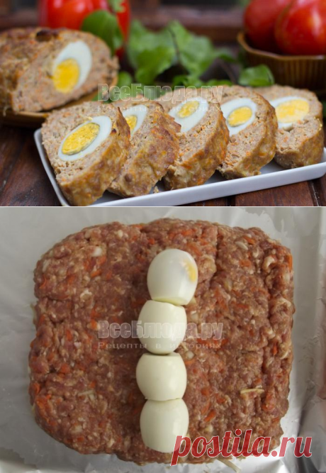 Рецепт мясного рулета из фарша с яйцами внутри - пошаговые фото | Все Блюда