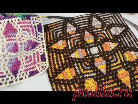 Из любви к коврикам и одеялам❤️Вязаное крючком эстетическое торжество с мозаичными мотивами🎉