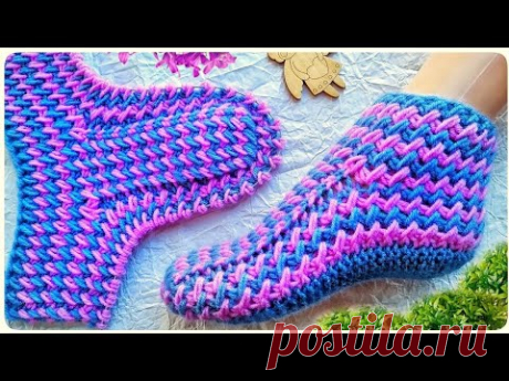 ВОСТОРГ!!!👌🙀СЛЕДКИ ДЛЯ ДОМА 💥 ТАПОЧКИ СЛЕДКИ НА ДВУХ СПИЦАХ💥💥💥