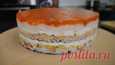 Лучше чем в японском ресторане: приготовьте этот роскошный суши-торт на Новый год Такой не купишь ни за какие деньги.
