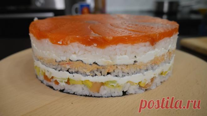 Лучше чем в японском ресторане: приготовьте этот роскошный суши-торт на Новый год Такой не купишь ни за какие деньги.
