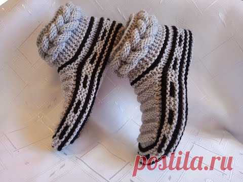 Плетени Терлици - Модел 20 (Knitted Slippers) (Тапочки спицами) (Patik) (Pantufas passo a passo)