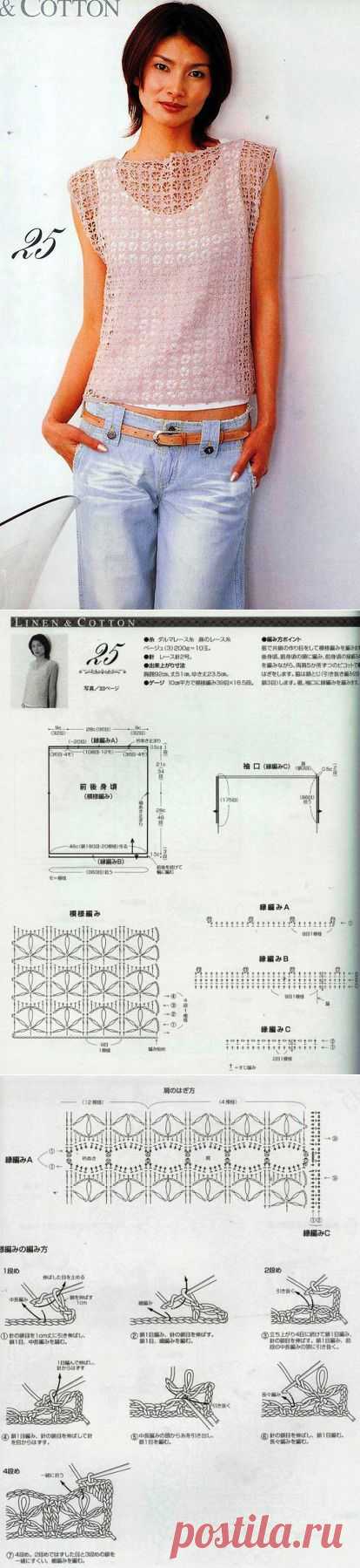 КРУЖЕВНАЯ РОЗОВАЯ МАЕЧКА КРЮЧКОМ
