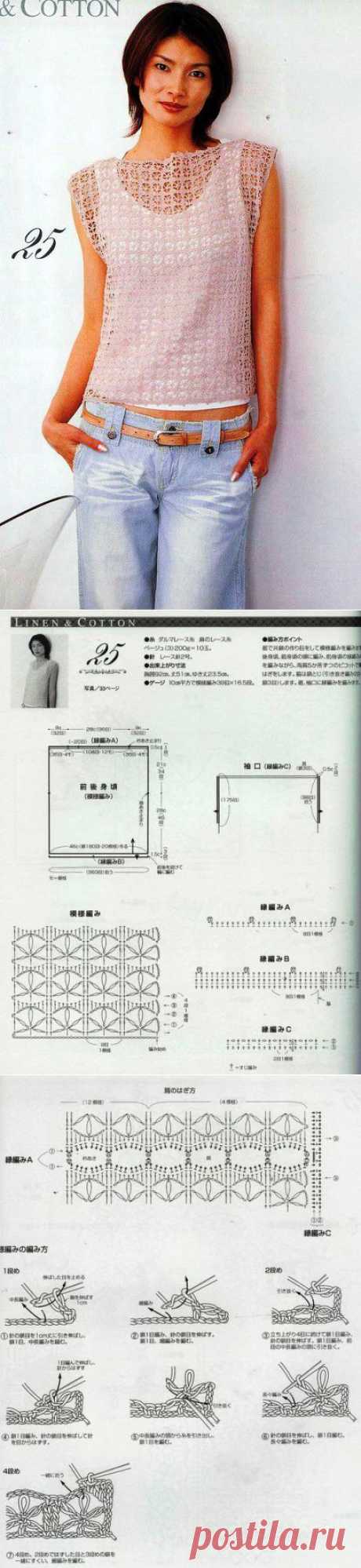 КРУЖЕВНАЯ РОЗОВАЯ МАЕЧКА КРЮЧКОМ