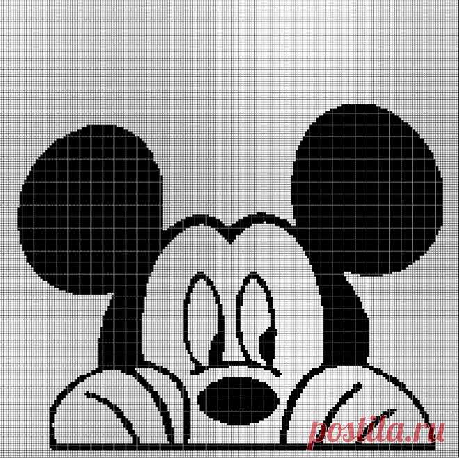 Голова Микки Мауса 2 схема вышивки крестом силуэт в pdf