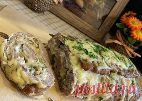 Рулет из фарша с грибами — Домашняя кулинария