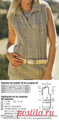 Patrones de Tejido Gratis - Top con escote polo