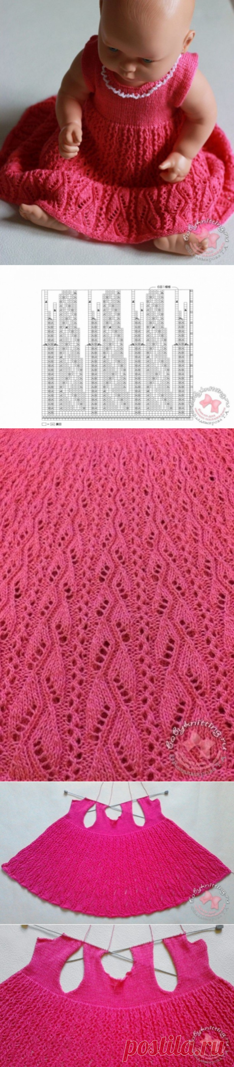 Ажурный сарафан спицами для девочки 6 — 12 месяцев