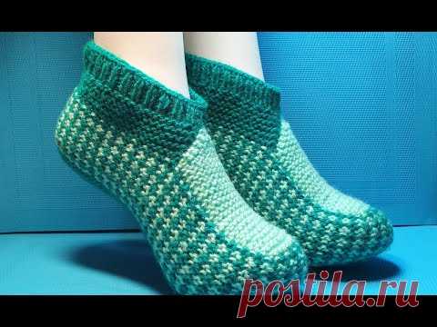 #445 ТАПОЧКИ СПИЦАМИ С НЕОБЫЧНЫМ НОСИКОМ. МАСТЕР КЛАСС.