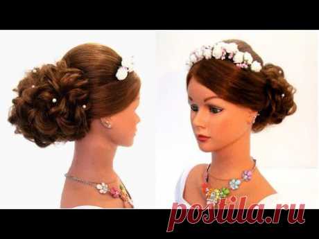 Модная летняя прическа. Прическа на выпускной,свадебная прическа. Wedding prom hairstyle - YouTube