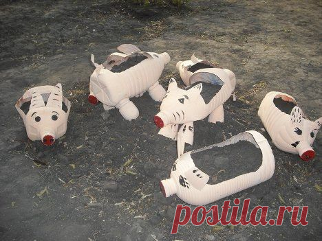 Садовые фигурки из пластиковых бутылок