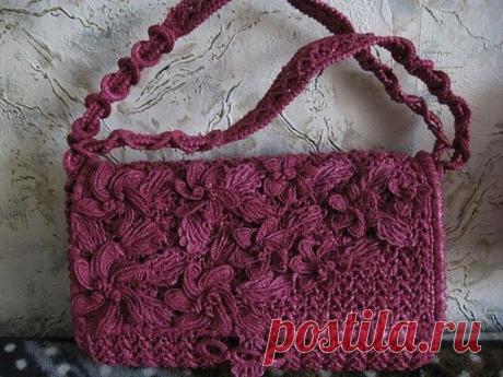 БОРДОВАЯ ВЕЧЕРНЯЯ СУМОЧКА. 

Автор:jassonchik. МАСТЕР - КЛАСС
Листья связаны по схеме Нели Соловей, а цветы кажется по схеме Оксаны Цветок. Они связаны из ленты нарезанной по спирали, ширина 1,5см крючок 1,1мм. Узор сумки подбирала специально, чтобы не повторятся с прежними сумками.
Показать полностью…