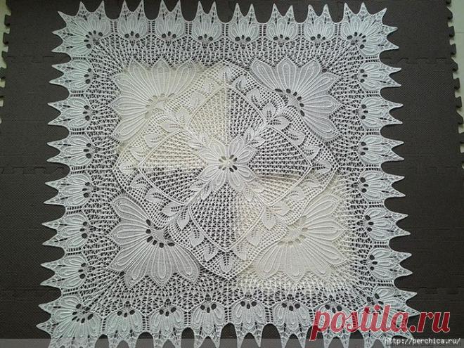 Шикарная скатерть связанная спицами